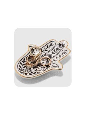 Jewelry Trinket Ring Dish Ceramic Hamsa Evil Eye Hand of Fatima Holder Key